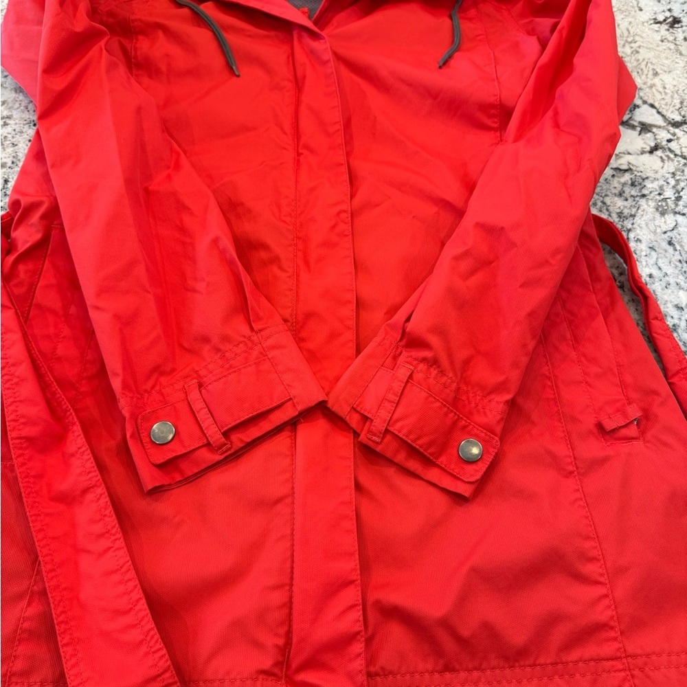 Columbia Omni-Shield Belted Hooded Rain Jacket Red Large - Picture 4 of 11